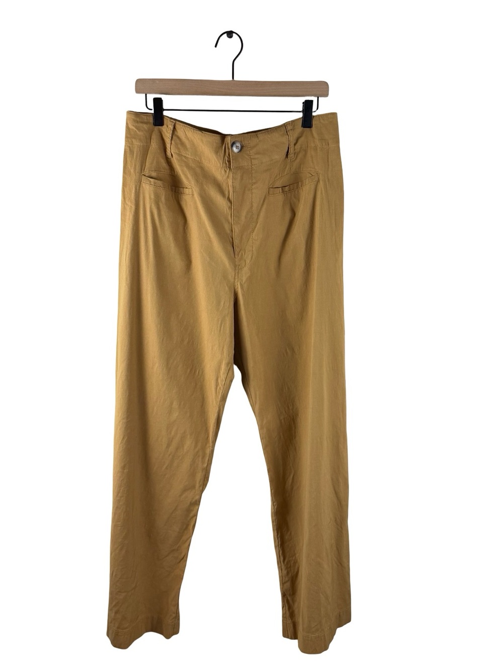 Anthropologie Maeve Colette Tan Linen Blend Wide Leg Cropped Pant Size 32 - Picture 3 of 10